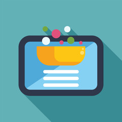 Poster - online food ordering app displaying restaurant menu on smartphone screen, digital marketing concept