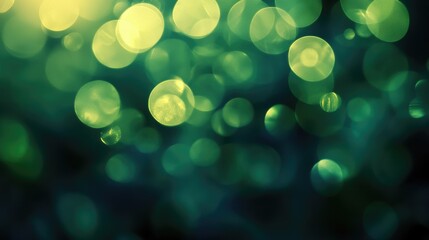 Poster - Green bokeh light effect background, with soft, blurred circles for a dreamy and ethereal appearance.