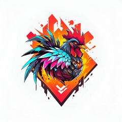 Sticker - Cyber Rooster Illustration