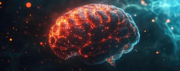 Aufkleber - A stunning visual of a glowing brain, representing creativity, intelligence, and the mysteries of the human mind in a digital universe.