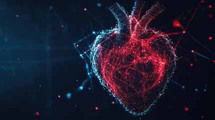 Poster - A vibrant digital heart illustration, symbolizing love, technology, and health in a modern, abstract style.