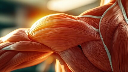 Aufkleber - Close-up of a well-defined muscle showcasing detailed fibers and textures, highlighting strength and anatomical precision.
