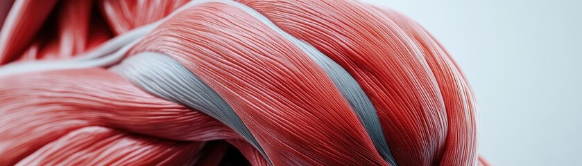 Poster - Close-up of muscle fibers showcasing intricate details and vibrant colors, illustrating the complexity of human anatomy.