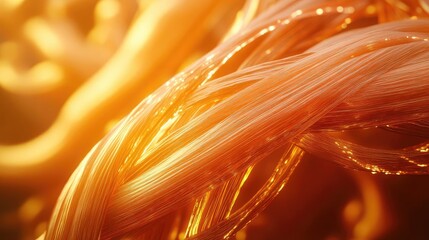 Poster - Abstract close-up of golden strands intertwined, creating a mesmerizing texture that evokes warmth and depth in design.