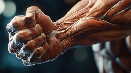 Poster - Detailed close-up of a muscular arm showcasing veins and strength. Perfect for fitness and bodybuilding themes.