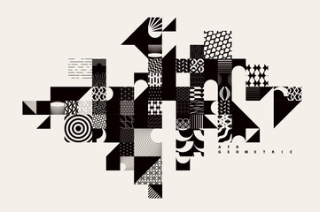 Wall Mural - art monochrome geometric poster. abstract composition of decoration geometric shapes.