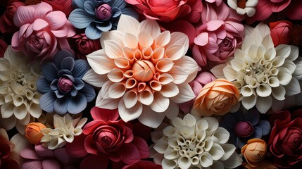 Wall Mural - Close-up of a Colorful Arrangement of Paper Flowers