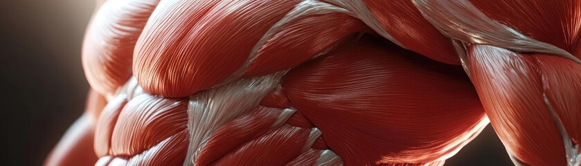 Poster - Close-up of detailed muscle texture, showcasing the intricate structure and fibers in vivid color and realistic lighting.