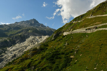 Alpine Road Grimsel Pass swizerland Alps curves europe Furka mountain scenery