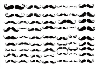 Poster - Set of mustache avatar icons, illustration, modern design, minimalistic,