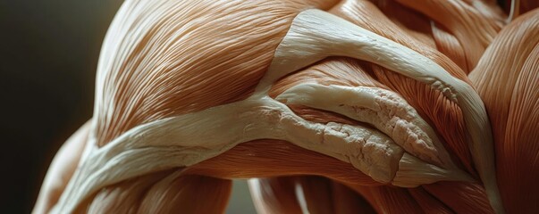 Poster - Detailed view of human muscle fibers showcasing realistic textures and anatomical structures for educational and artistic use.
