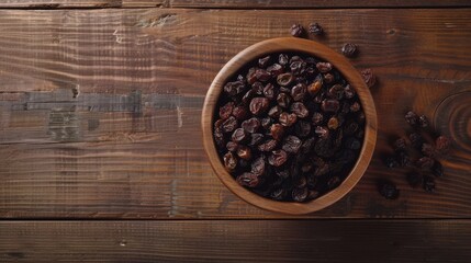 Raisin grain in bowl closeup view