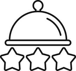 Poster - line art vector icon of a cloche covering three stars, representing the concept of high quality food
