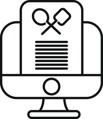Poster - icon of a computer screen displaying a cooking class website, perfect for representing online learni