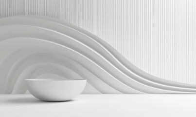 Poster - Abstract white sculpture placed against a plain background, emphasizing the smooth forms and fluid contours of contemporary art, ideal for interior design
