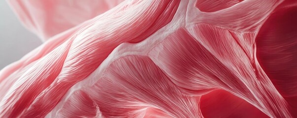 Aufkleber - Close-up view of muscular structure showcasing intricate fibers and textures in pink tones.