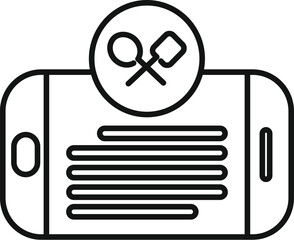 Poster - Simple icon of a smartphone displaying an online food delivery application with a crossed spoon and fork icon