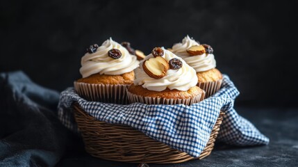 Homemade Raisin cupcake closeup view