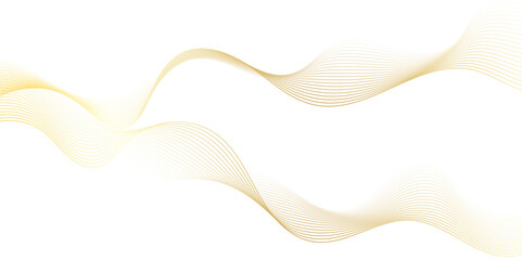 Wall Mural - Abstract golden wave dynamic curve lines on transparent background with flowing particles. Digital energy waves technology concept. Modern backdrop design for business, presentation, banner.