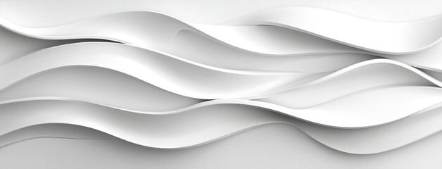Poster - White minimalistic geometric pattern with seamless 3D elements