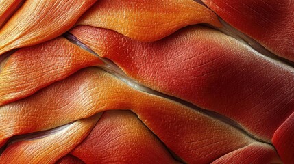 Poster - Close-up view of textured red surface, showcasing intricate patterns and vibrant colors. Ideal for artistic and abstract presentations.