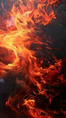 Wall Mural - A fiery inferno, with flames dancing and swirling in a mesmerizing display of heat and energy.