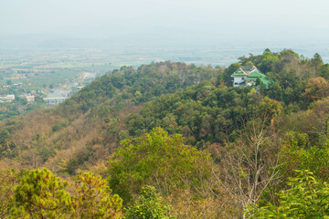 Tha Ton Thailand, view from Wat Tha Ton over the village of Tha Ton, the Kok River and mountains