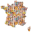 © Robert Kneschke - Junge Leute in verschiedenen Berufen auf Landkarte von Frankreich