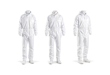 Blank white sport tracksuit mockup, front and side view