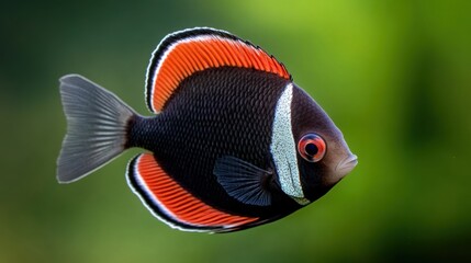 Sticker - A close up of a fish with red and white stripes, AI