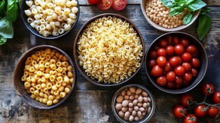 Wall Mural - Pasta and Tomatoes Ready for a Delicious Meal