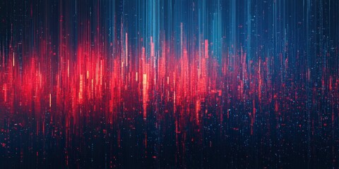 Poster - Abstract Digital Art with Red and Blue Vertical Light Streaks