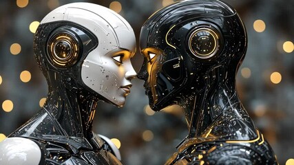 Sticker - Robots sharing romantic moment looking at each other