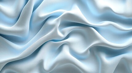 Poster - Digital rendering of luxurious light blue silk with a subtle, flowing wave pattern in matching tones. The design offers a calming, sophisticated look, ideal for high-end interiors.