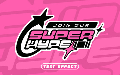 super hype y2k premium editable text effect for t-shirt, sticker, logo, poster, title template