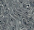 © Yuliia - Abstract black and white wavy pattern resembling topographic lines or a maze-like design. Perfect for use as a seamless background, modern decor, or textile designs.