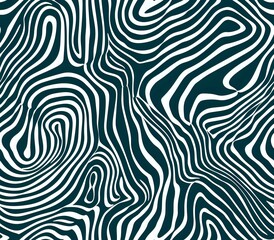 Poster - Abstract black and white wavy pattern resembling topographic lines or a maze-like design. Perfect for use as a seamless background, modern decor, or textile designs.