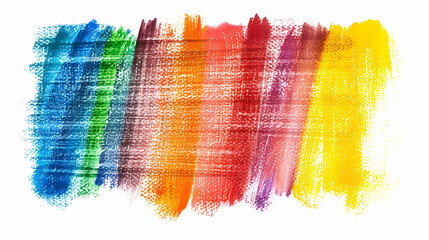 Poster - Photo grunge hand drawn colorful scribble wax pastel, rainbow crayon isolated on white, clipping path