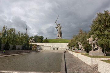 Sticker - Russia Volgograd Mamayev Kurgan on a cloudy summer day