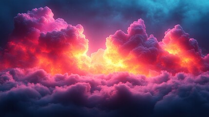 fantasy clou glowing with neon light isolate on white backgroun colorful cumulus atmosphere phenomenon realistic sky clip art element