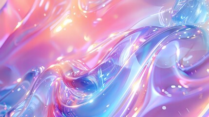 Wall Mural - abstract, fluid-like composition featuring smooth, iridescent waves of pastel colors, creating a mesmerizing and futuristic appearance. Perfect for backgrounds, digital art, or creative design project