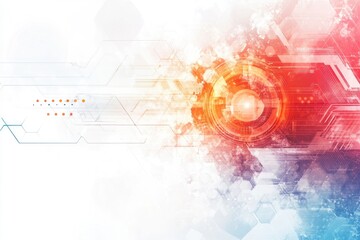 Fototapete - Dynamic abstract design featuring vibrant colors and technological elements, perfect for digital visuals and modern graphics.
