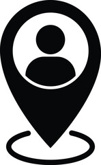Poster - Man Location Vector Icon Glyph icon, Man location Navigation map symbol in flat style,  Location icon. Pointer symbol. Pin sign Isolated on white.