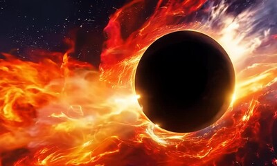Wall Mural - black hole with event horizon, video