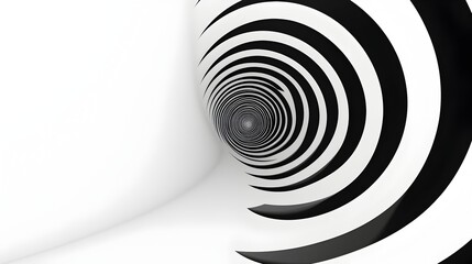 Poster - Clean White Background with Black Diagonal Stripe and Repeating Spiral Pattern for Modern Simplistic Design