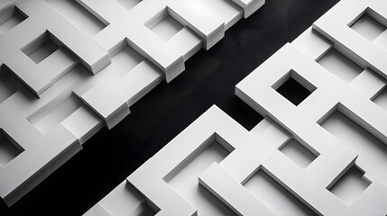 Poster - Dramatic Diagonal Maze Pattern on Clean White Backdrop