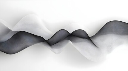 Poster - Minimalist White Backdrop with Black Diagonal Stripe and Abstract Wave Patterns