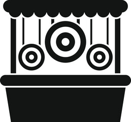Poster - simple icon of a shooting range game booth with hanging targets, perfect for representing fun and ga