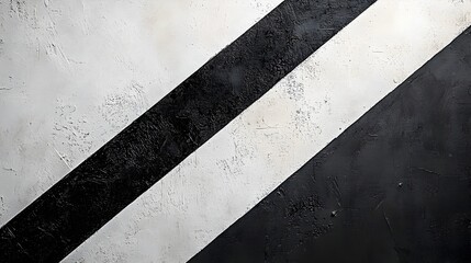 Poster - Minimalist White Canvas with Black Diagonal Stripe and Subtle Arrow Pattern