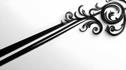 Poster - Sleek Minimal Diagonal Stripe with Detailed Scroll Pattern on White Background